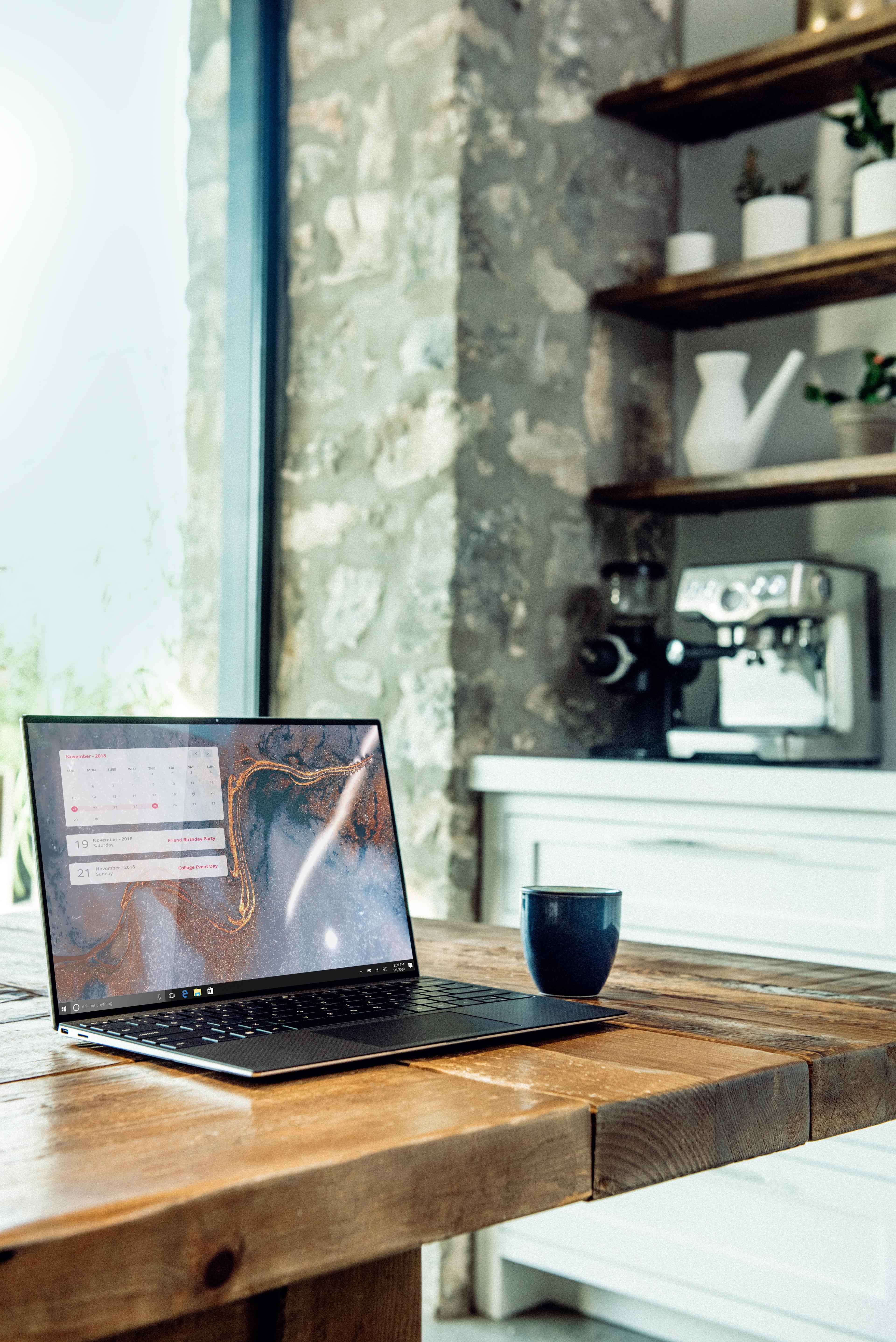 XPS laptop on bench